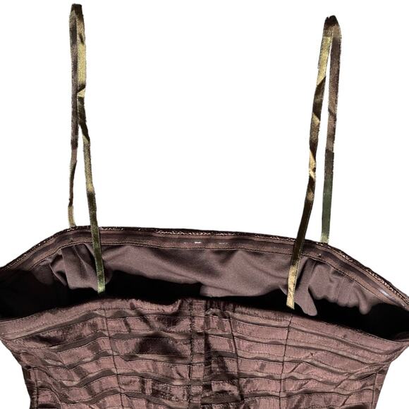 Y2K Vintage Brown Strapless Midi Dress size 8 Tulle and Silk - Picture 5 of 7